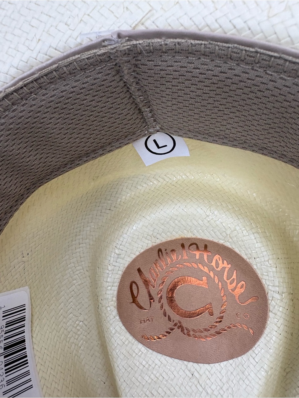 White Straw Sun Hat with Leopard Band - Picture 4 of 4